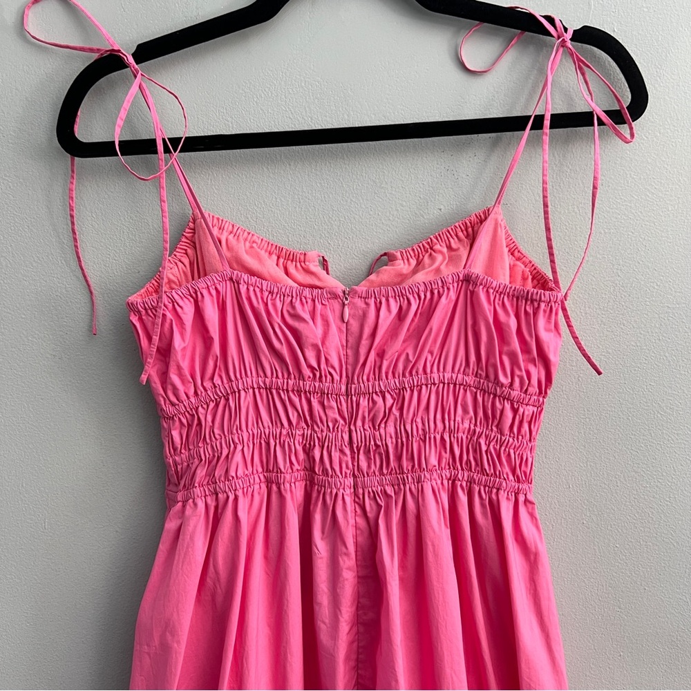 *New* NICHOLAS Halia Shirred Cotton-poplin Midi Dress In Flamingo Pink, Size 6 - Picture 4 of 8